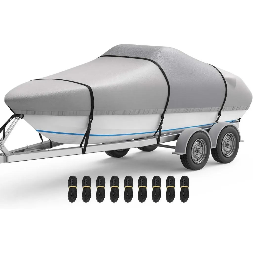 Waterproof Boat Cover - Fits Bass, V-Hull, Tri-Hull, Fish & Ski, Runabout Bowrider Boats