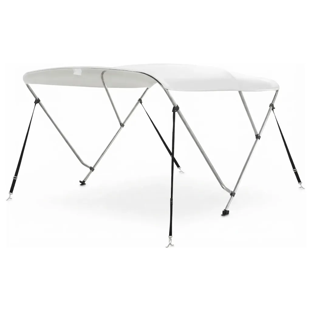 [2621T1WH] 3 Bow Bimini Tops - ◉22MM-Kit-Aluminum&Duty Cover Adjustable 4 Straps (White, 6'L*54"-60"W*42"H)
