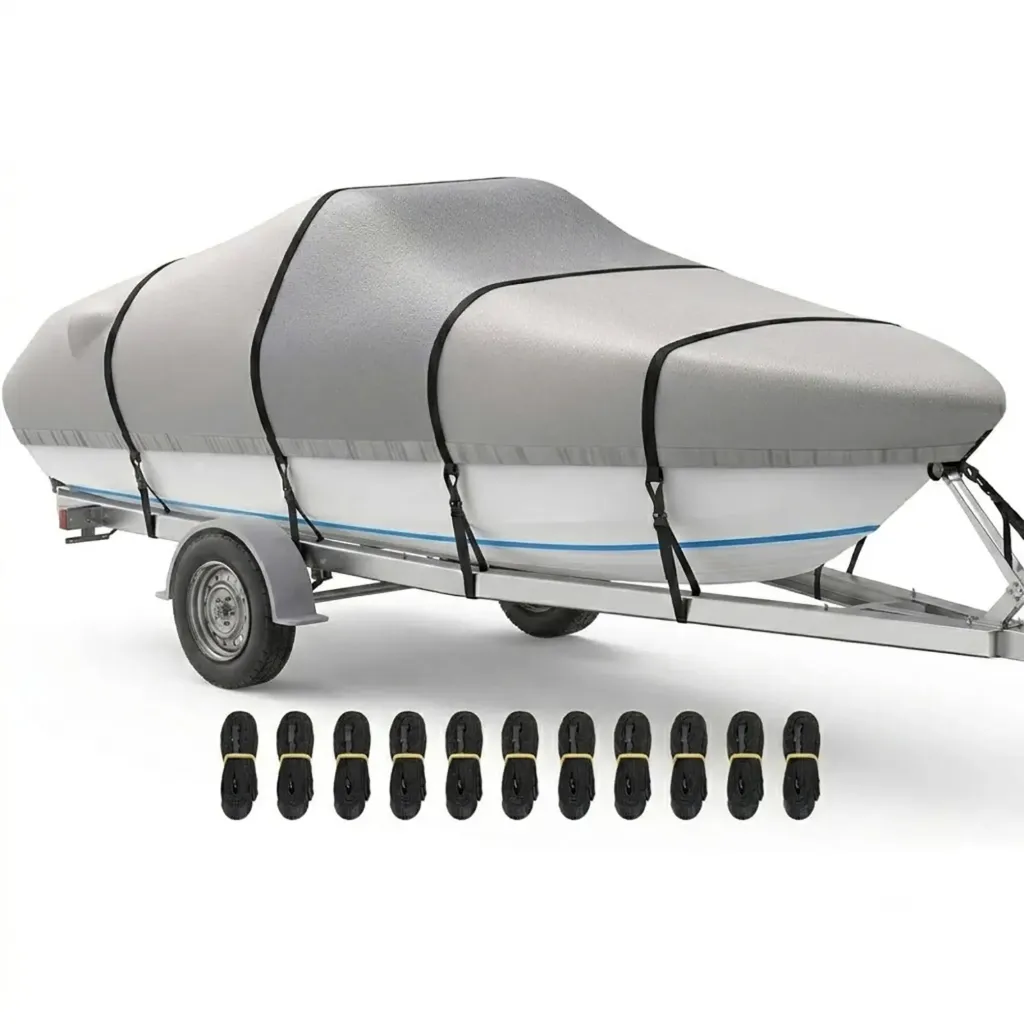 Waterproof Boat Cover - Fits Bass, V-Hull, Tri-Hull, Fish & Ski, Runabout Bowrider Boats