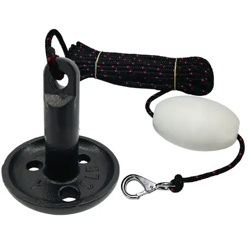 Mushroom Boat Anchor Kit - 8 lb Mushroom Anchor with Rope Kit for Small Boats, Skiffs, Inflatables/Kayaks and Canoes Trips- 32ft Marine Rope with Marker Buoy Red - Ideal for Water Sports